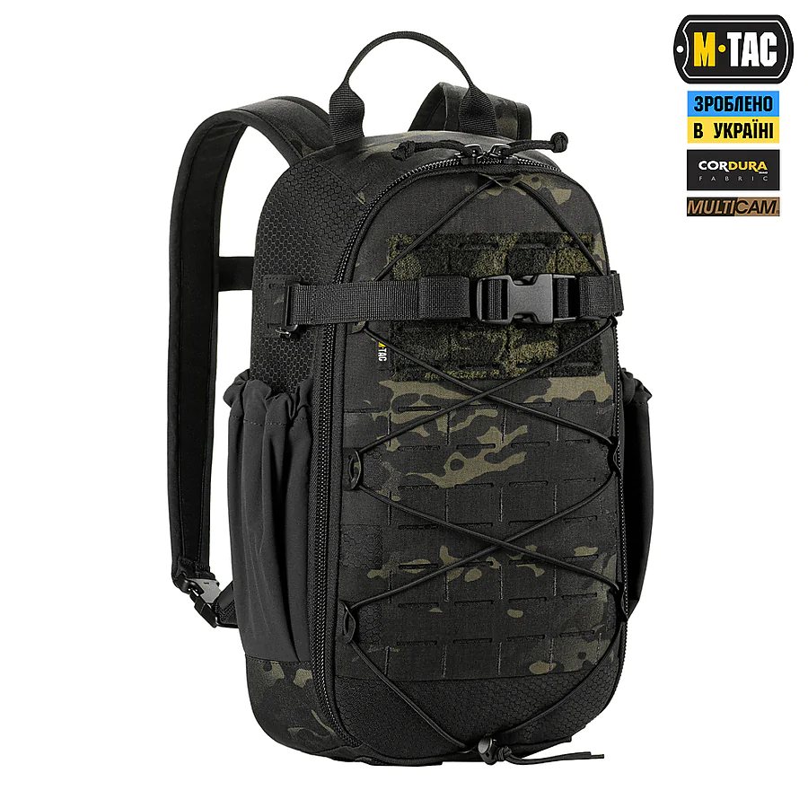 Тактичний рюкзак M-Tac Sturm Elite з ергономічними лямками. Чорний мультикам