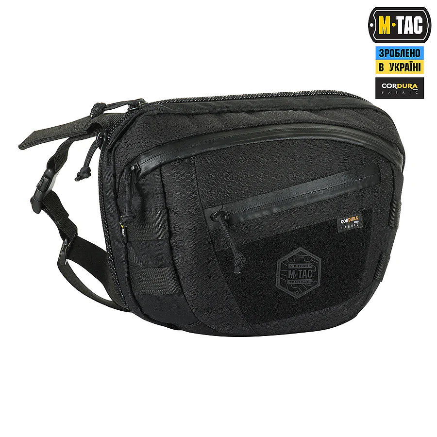 Сумка через плече M-Tac Sphaera Hex Hardsling Bag Elite Large з липучкою. Чорний