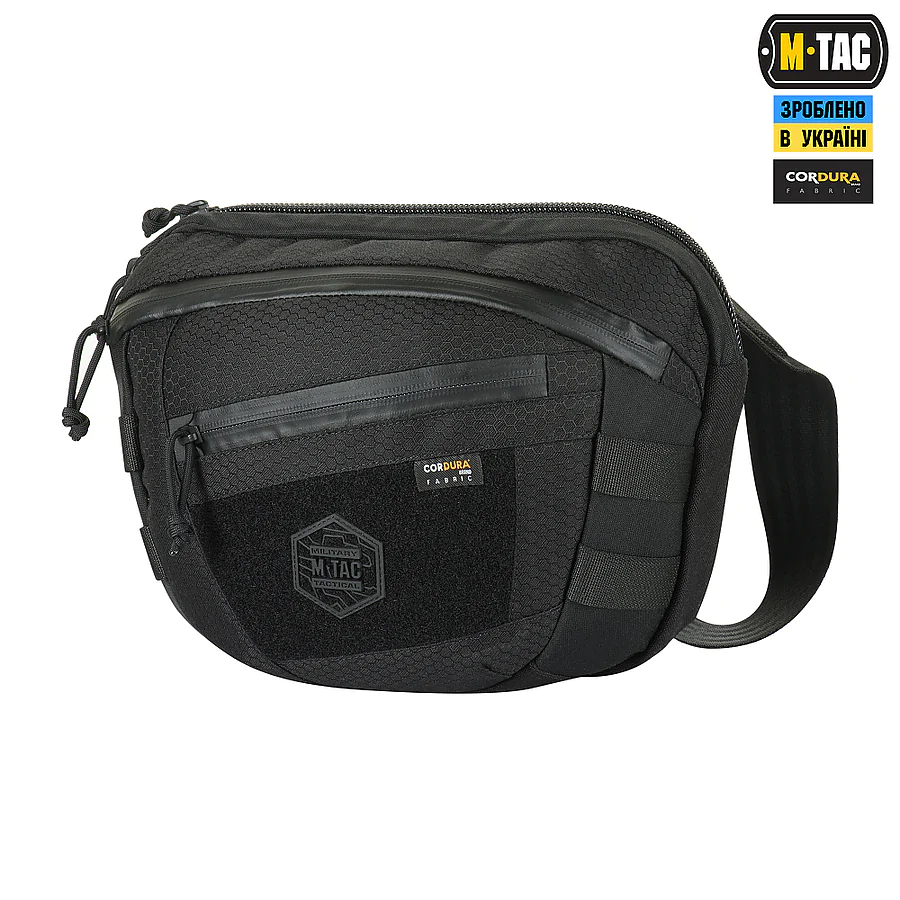 Сумка через плече M-Tac Sphaera Hex Hardsling Bag Elite Large з липучкою. Чорний