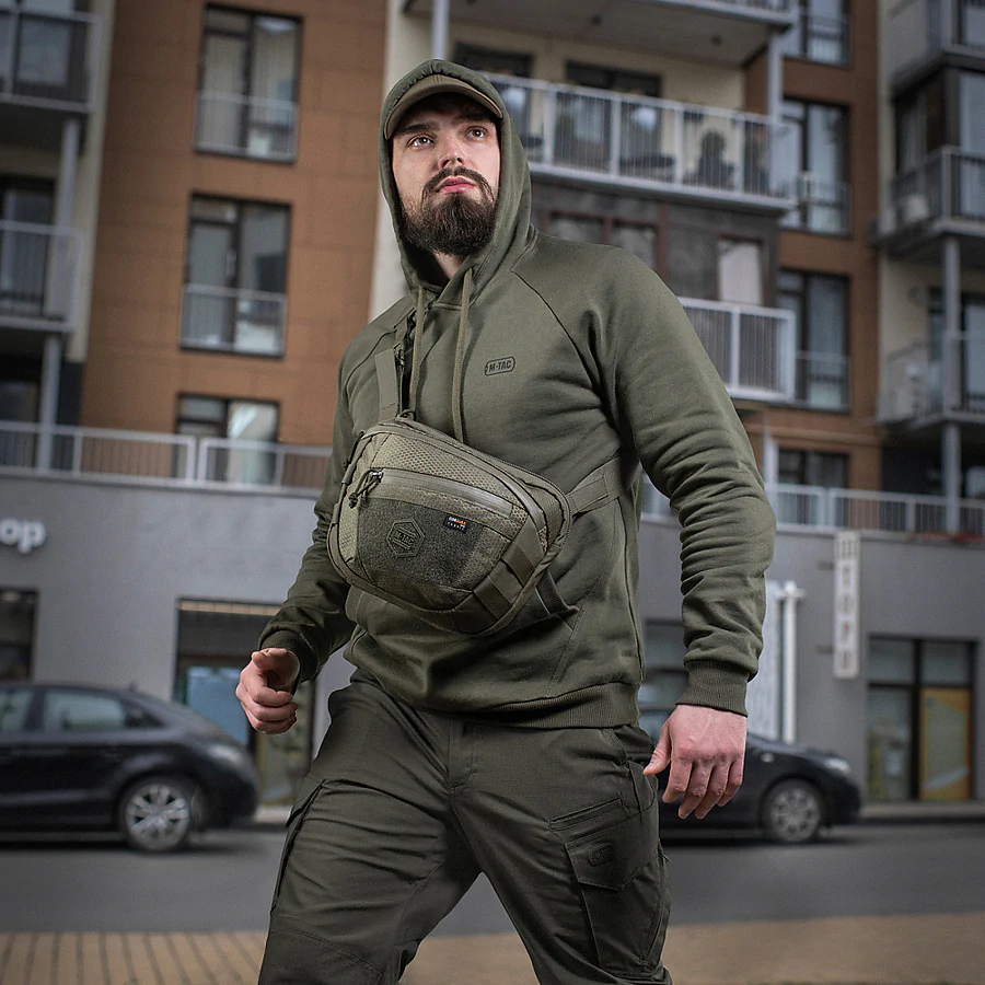 Сумка через плече M-Tac Sphaera Hex Hardsling Bag Elite Large з липучкою. Олива