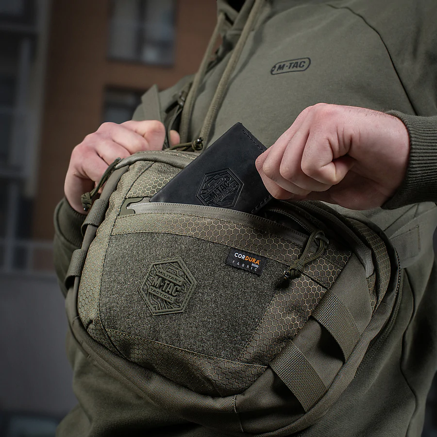 Сумка через плече M-Tac Sphaera Hex Hardsling Bag Elite Large з липучкою. Олива