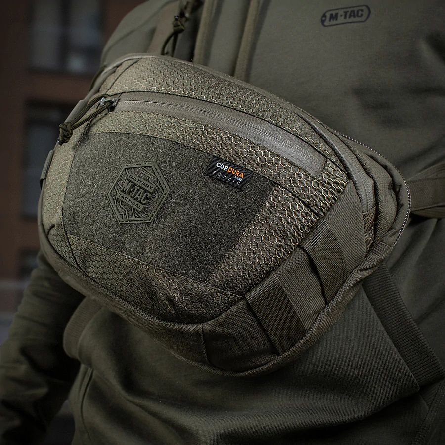 Сумка через плече M-Tac Sphaera Hex Hardsling Bag Elite Large з липучкою. Олива