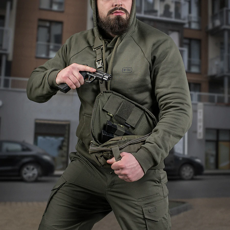 Сумка через плече M-Tac Sphaera Hex Hardsling Bag Elite Large з липучкою. Олива