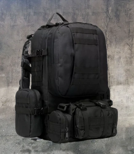 Рюкзак тактический с подсумками B08 8142, 55 л. Черный