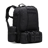 Рюкзак тактичний з підсумками B08 8142, 55 л. Чорний