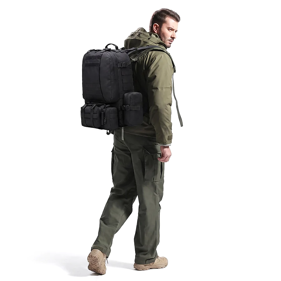 Рюкзак тактический с подсумками B08 8142, 55 л. Черный