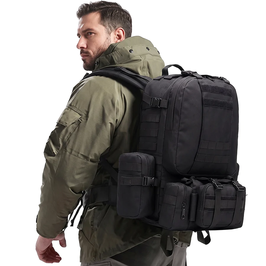Рюкзак тактический с подсумками B08 8142, 55 л. Черный