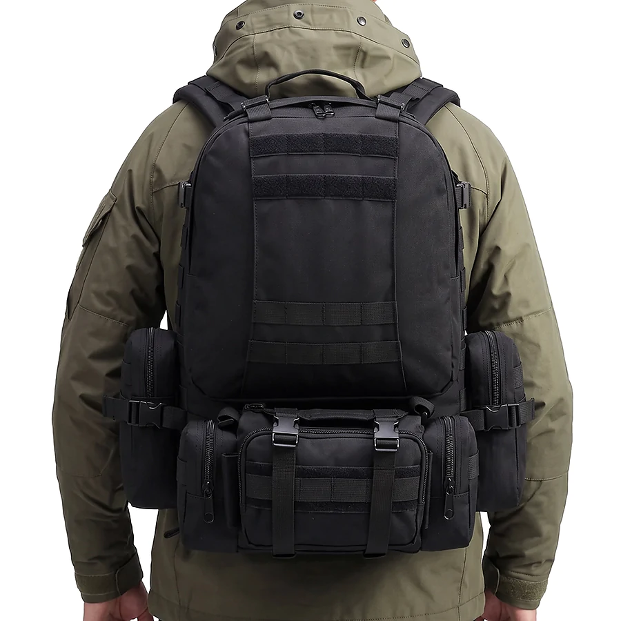 Рюкзак тактический с подсумками B08 8142, 55 л. Черный