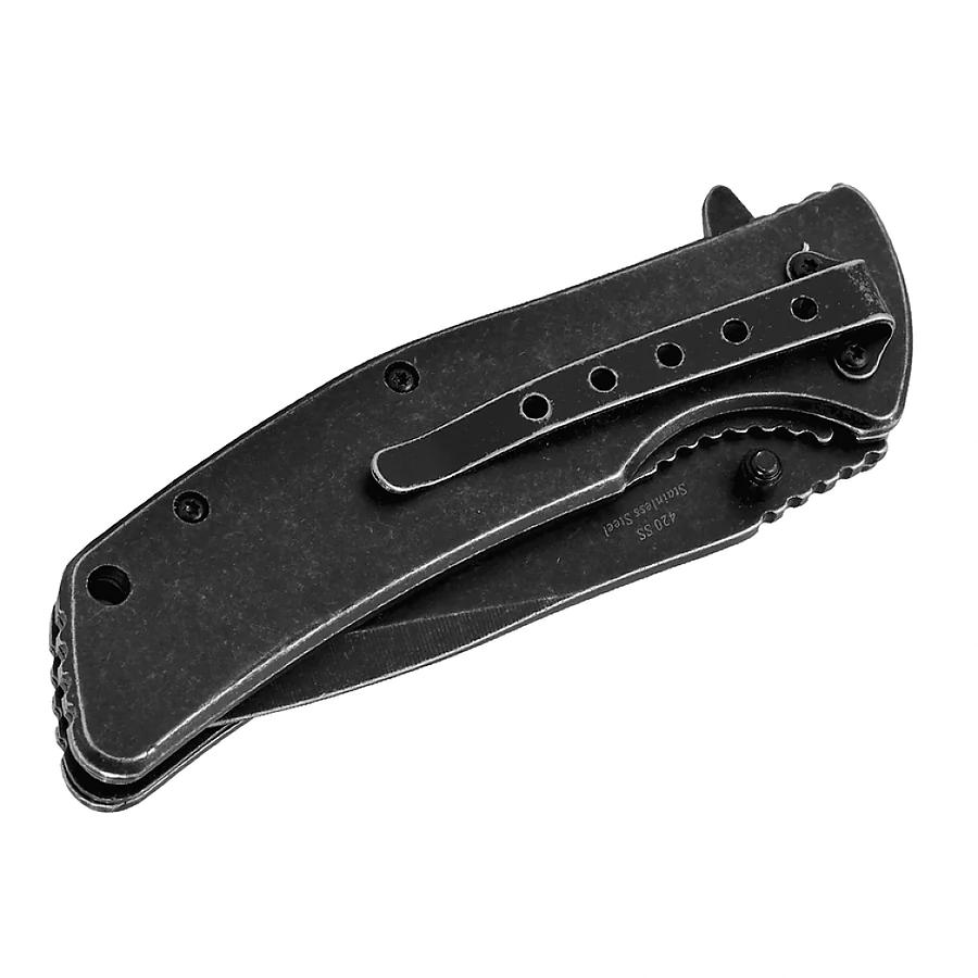 Складний кишеньковий ніж Grand Way Black Stonewash 14096. Чорний
