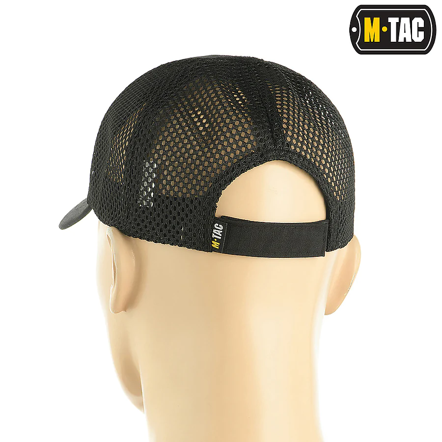 Тактическая кепка с липучкой и сеткой M-Tac Flex рип-стоп. Черный