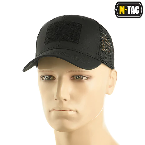 Тактична кепка з липучкою і сіткою M-Tac Flex ріп-стоп. Чорний