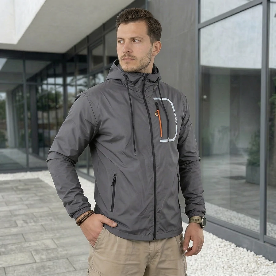 Куртка вітровка The North Face. Сірий