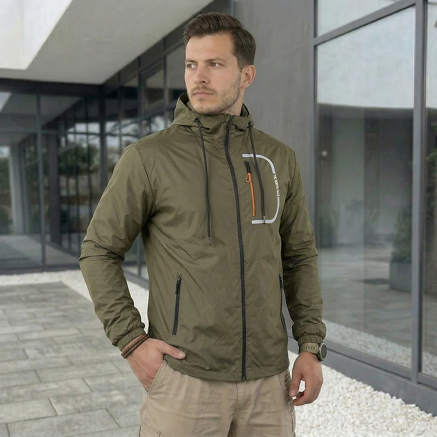 Куртка вітровка The North Face. Олива