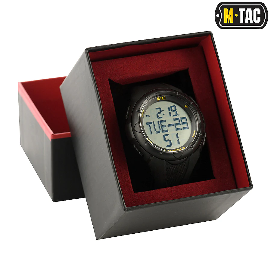 Тактичний годинник M-Tac з крокоміром. Чорний