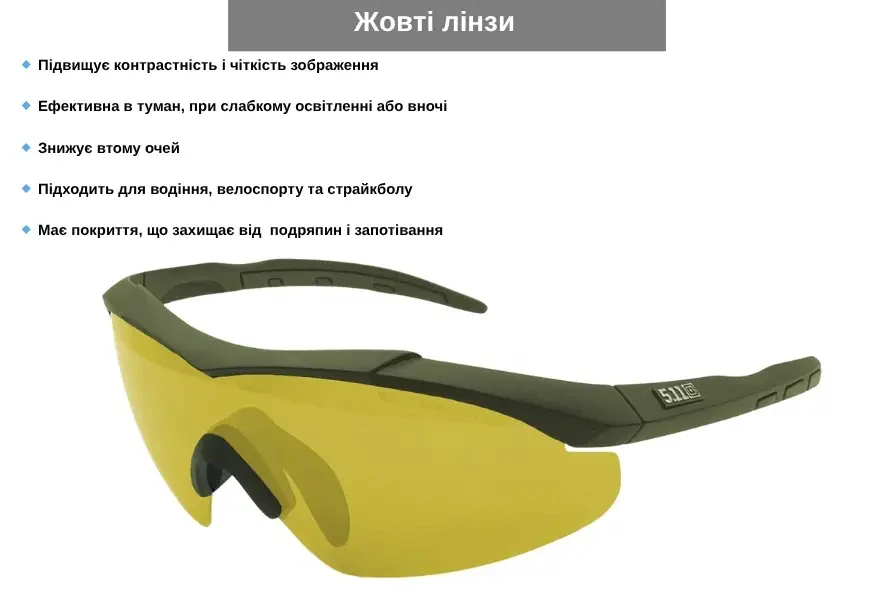 Тактичні окуляри 5.11. Олива