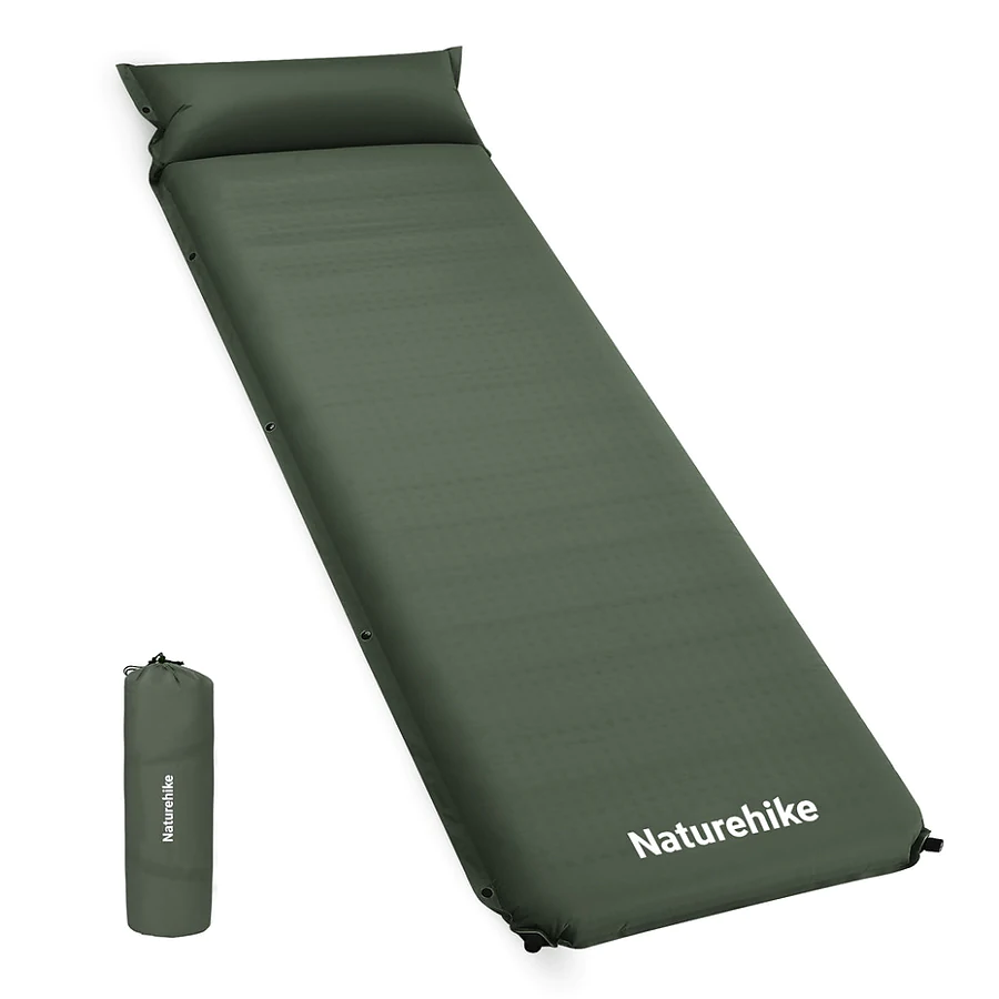 Матрац самонадувний з подушкою Naturehike CNK2450WS020. Зелений