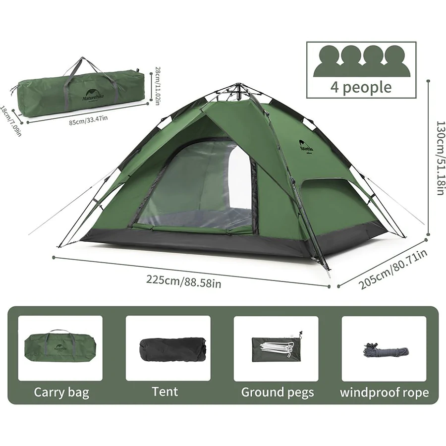 Намет чотиримісний Naturehike NH21ZP008. Зелений