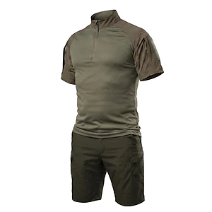 Тактичний літній костюм з убаксом Combatant Raider Core короткий рукав та шортами Rip-Stop PolyCotton SPECPROM. Олива