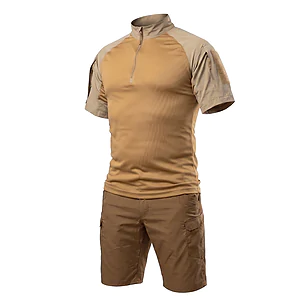 Тактичний літній костюм з убаксом Combatant Raider Core короткий рукав та шортами Rip-Stop PolyCotton SPECPROM. Койот