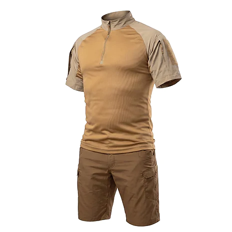 Тактический летний костюм с убаксом Combatant Raider Core короткий рукав и шортами Rip-Stop PolyCotton SPECPROM. Койот