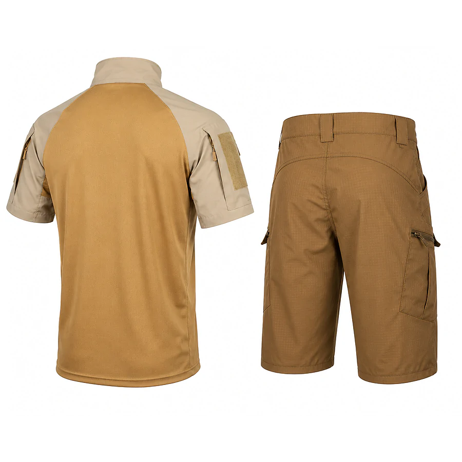 Тактичний літній костюм з убаксом Combatant Raider Core короткий рукав та шортами Rip-Stop PolyCotton SPECPROM. Койот