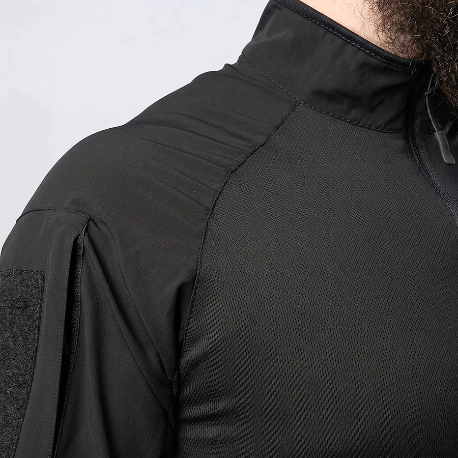 Тактичний літній костюм з убаксом Combatant Raider Core короткий рукав та шортами Rip-Stop PolyCotton SPECPROM. Чорний
