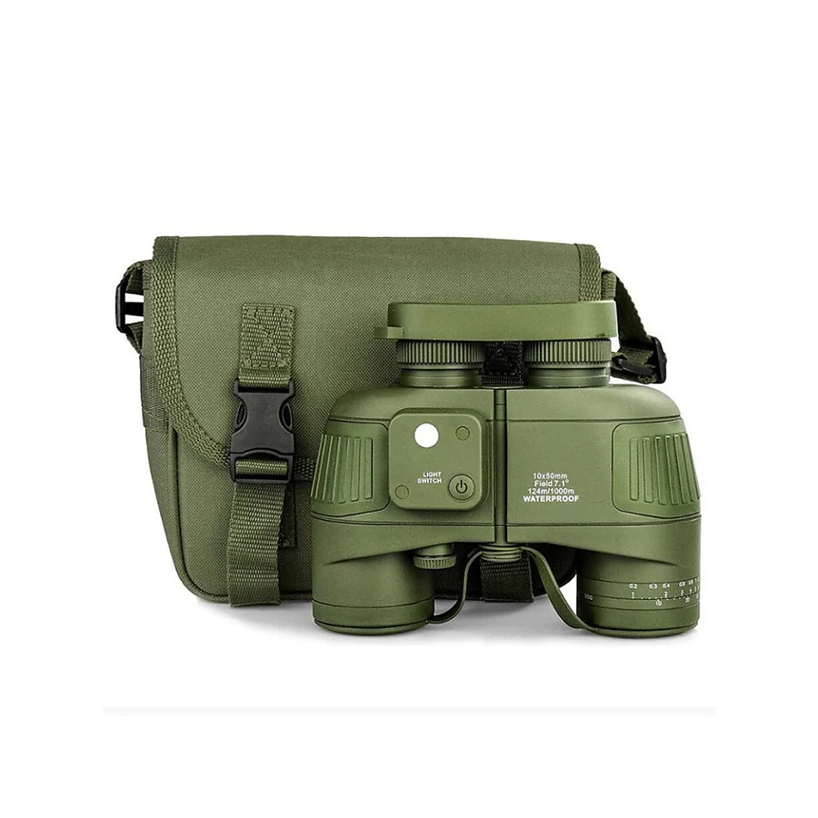 Бінокль Waterproof army 10×50 з компасом та далекомірною сіткою. Олива