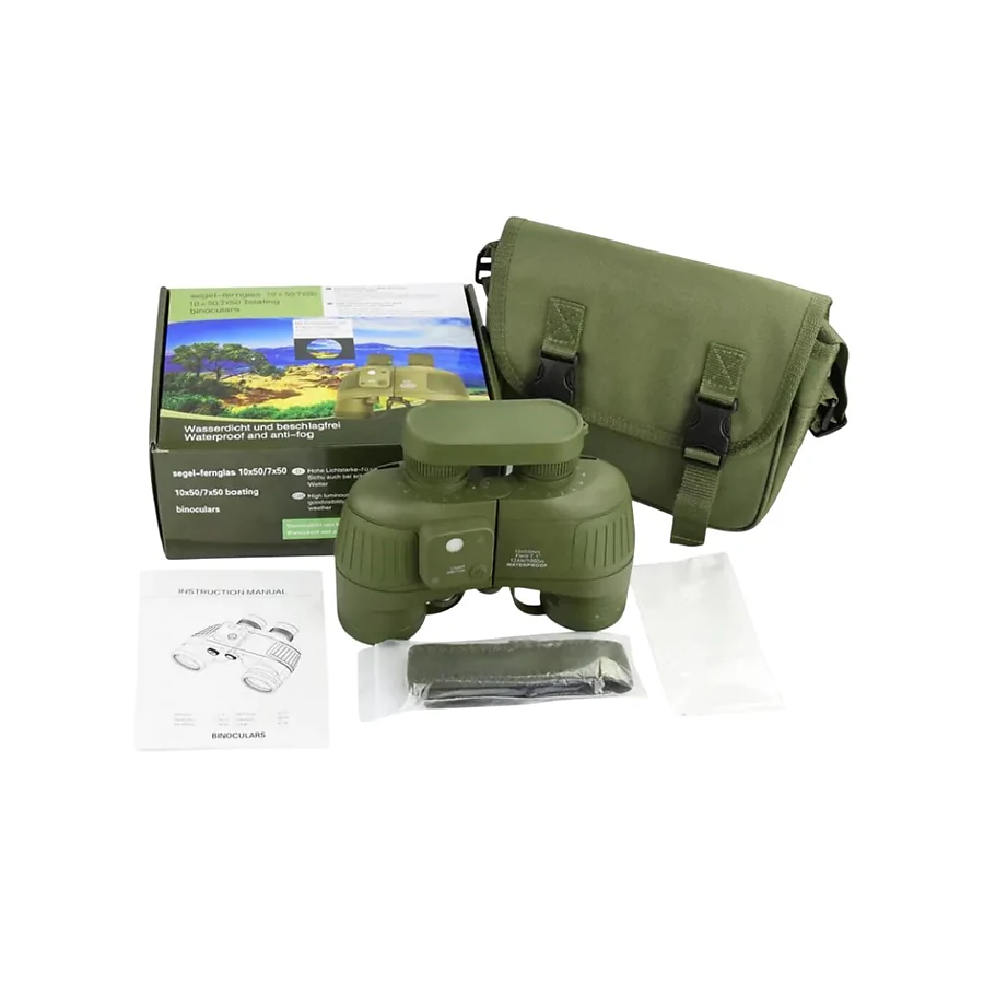 Бінокль Waterproof army 10×50 з компасом та далекомірною сіткою. Олива
