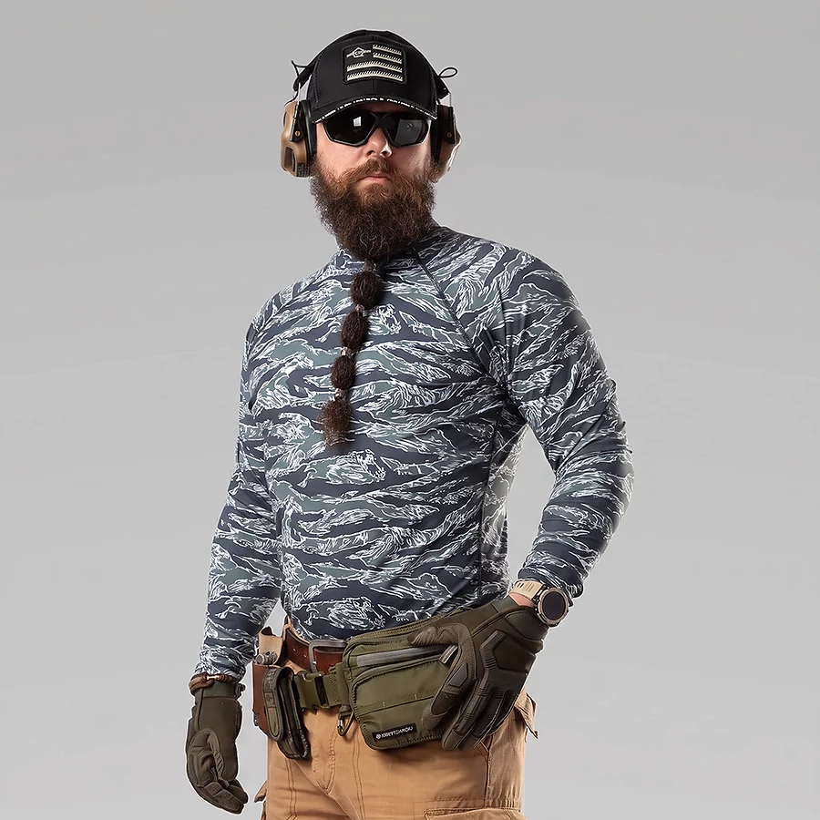 Чоловічий тактичний рашгард Combatant ASSAULT PRO LS. Tiger Blue