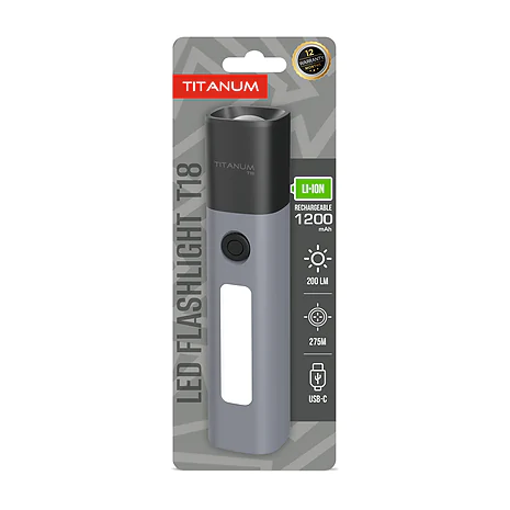 Портативный светодиодный фонарик TITANUM TLF-T18 200Lm. Серый