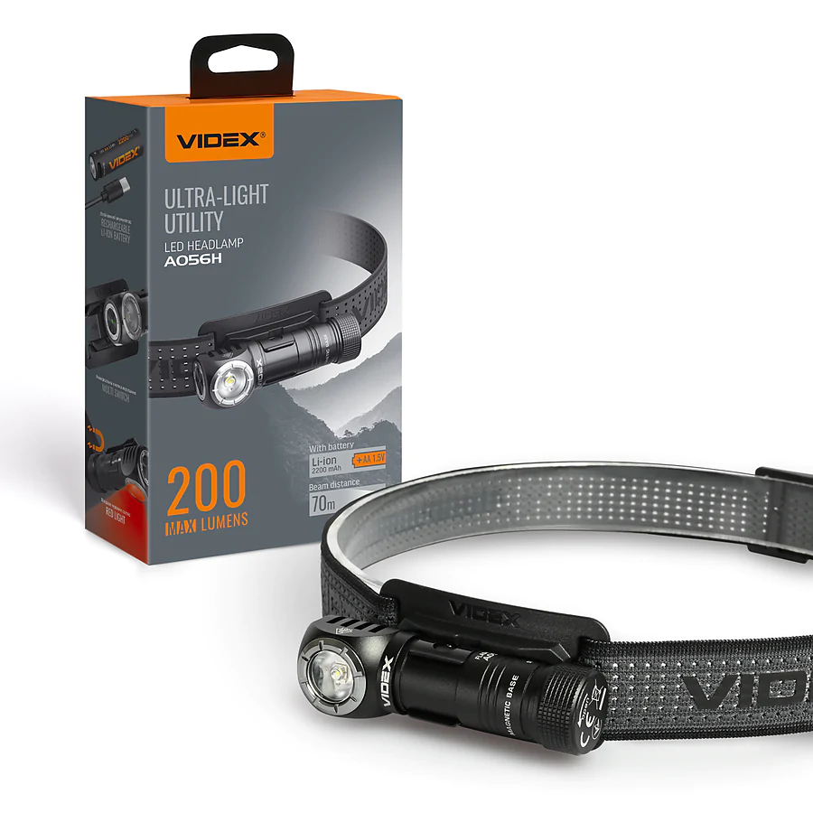 Портативный светодиодный фонарь VIDEX VLF-A056H 200Lm 5000K. Черный