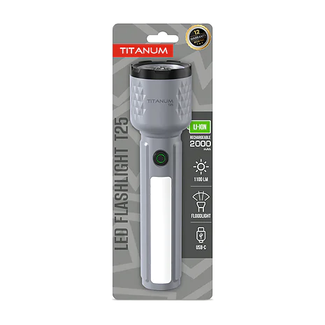 Портативный светодиодный фонарик TITANUM TLF-T25 1100Lm. Серый