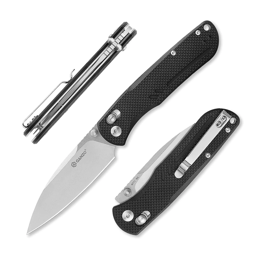 Нож складной туристический Ganzo G771 8.8 см D2 / G10. Черный