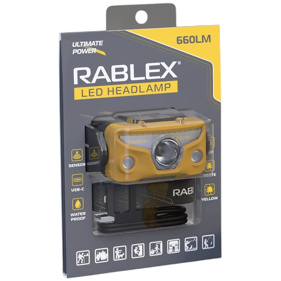 Налобний світлодіодний ліхтар Rablex RB967. Жовтий