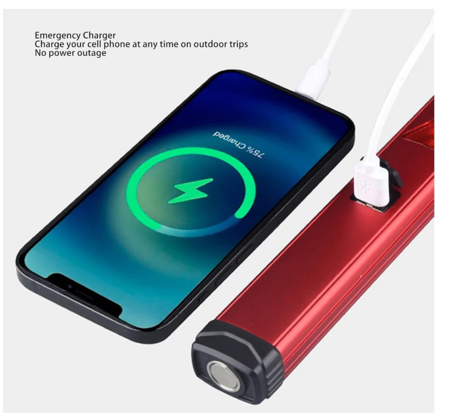 Ліхтар ручний акумуляторний YD2303 з функцією Power Bank. Червоний