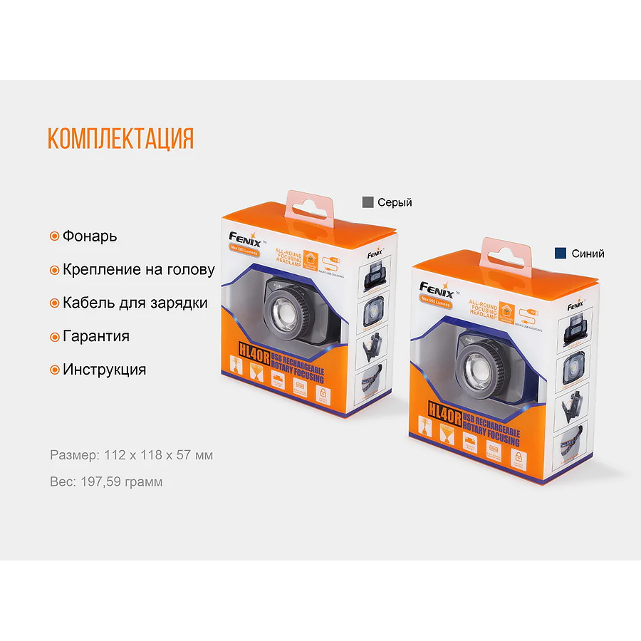 Ліхтар налобний Fenix HL40R Cree XP-LHIV2 LED синій