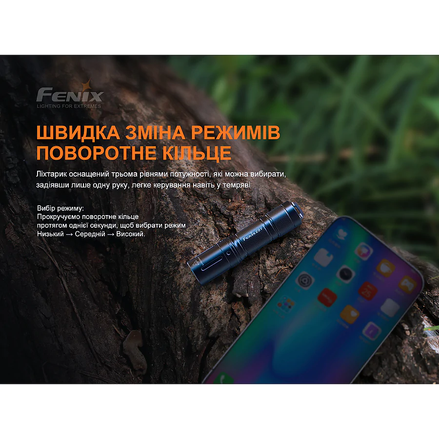 Ліхтарик-брелок ручний Fenix E01 V2.0 чорний