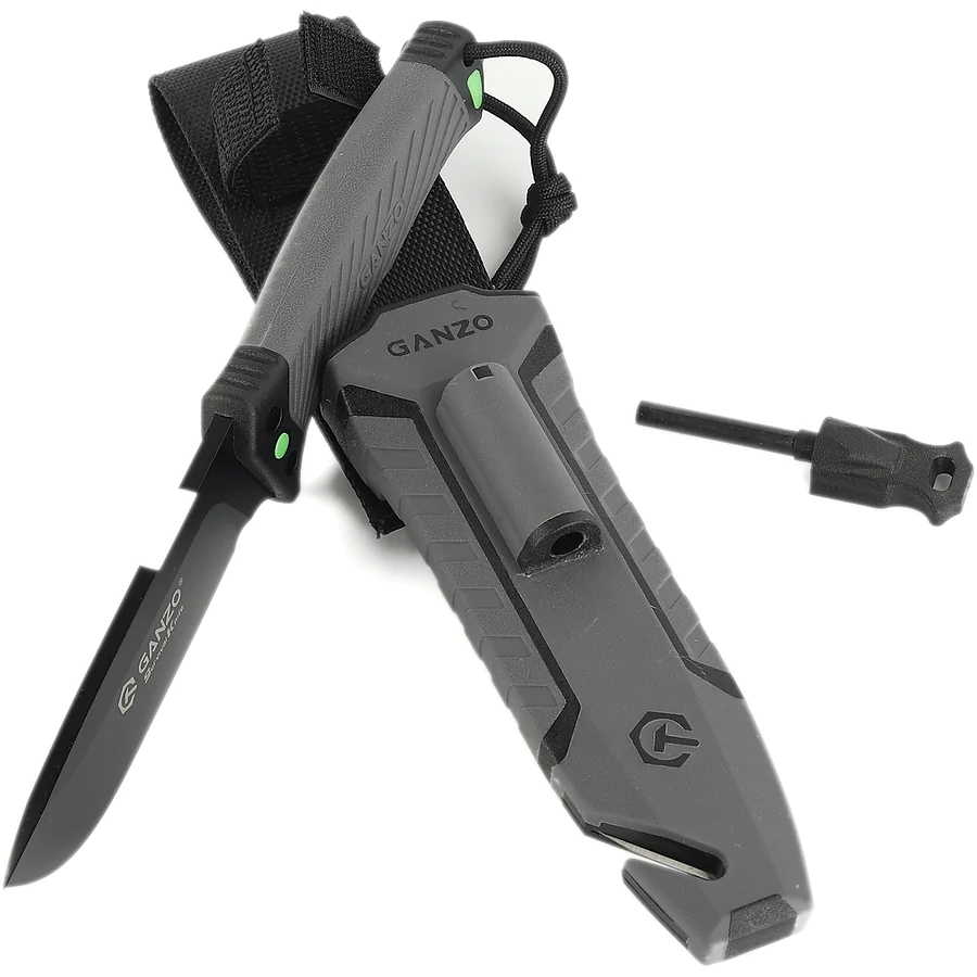Ніж з паракордом Ganzo G8012V2-GY, сiрий