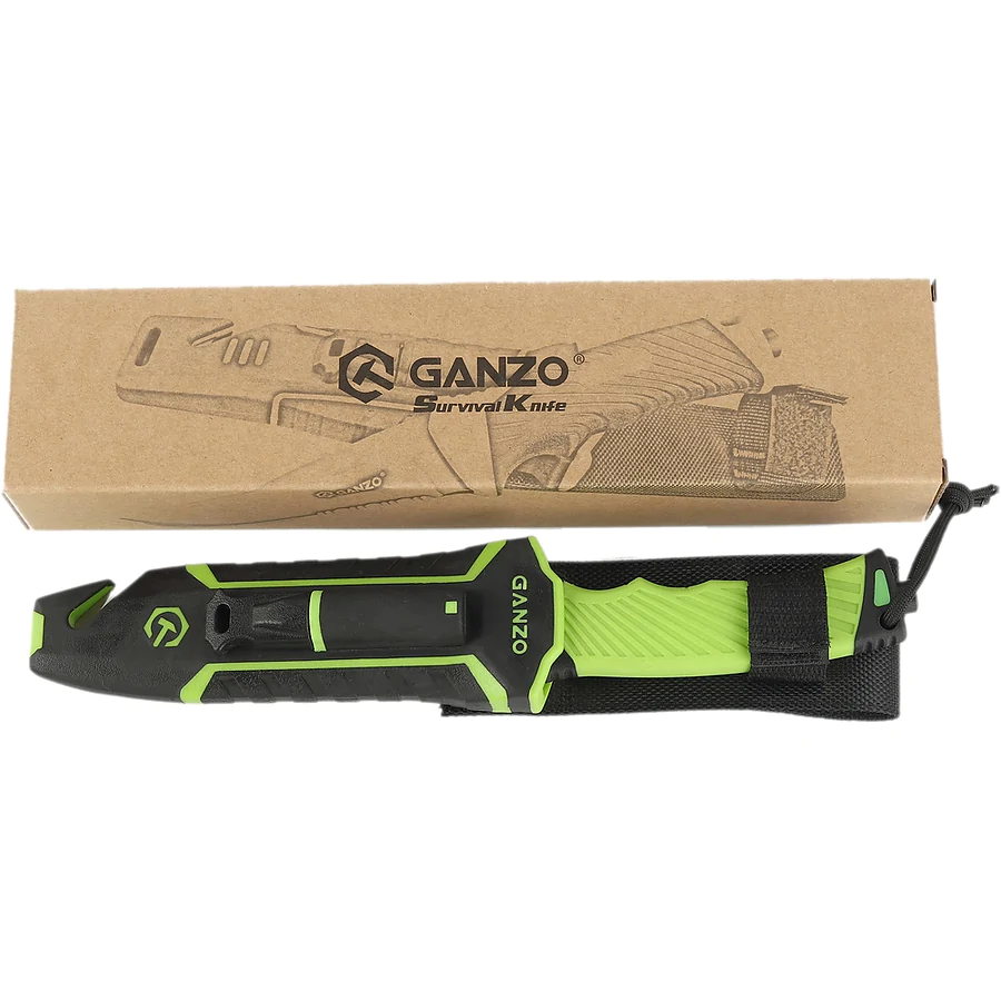 Нож с паракордом Ganzo G8012V2-LG, зеленый