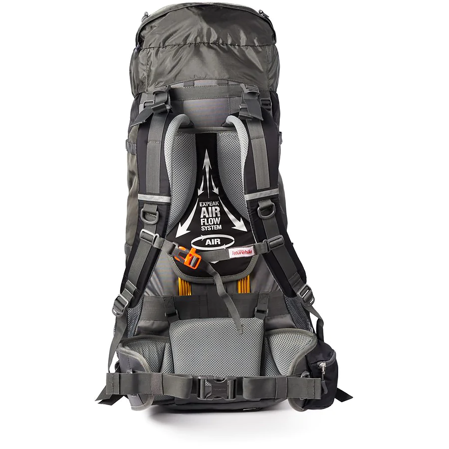 Рюкзак туристичний Naturehike NH70B070-B, 70л+5л, чорно-сірий