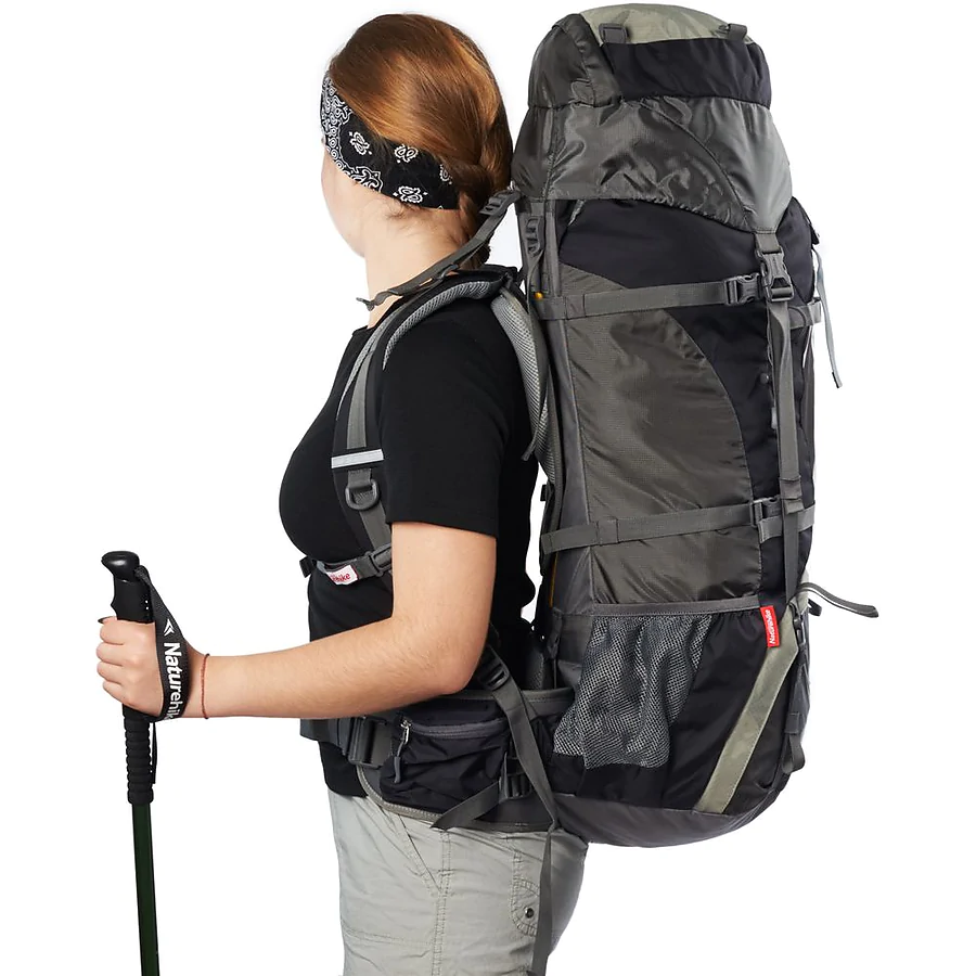 Рюкзак туристичний Naturehike NH70B070-B, 70л+5л, чорно-сірий