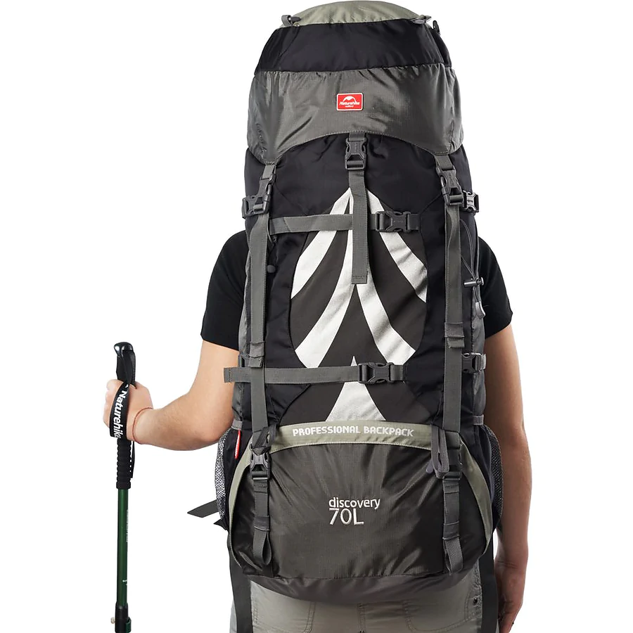Рюкзак туристичний Naturehike NH70B070-B, 70л+5л, чорно-сірий