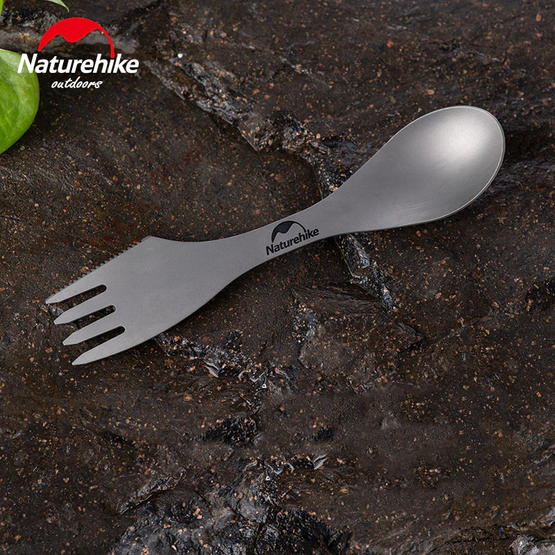 Ложка-вилка-нож титановая Naturehike Titanium NH19T012. Серый