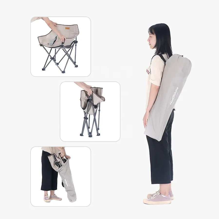 Крісло складане Naturehike NH20JJ022 600D Oxford Cotton / сталь. Чорний