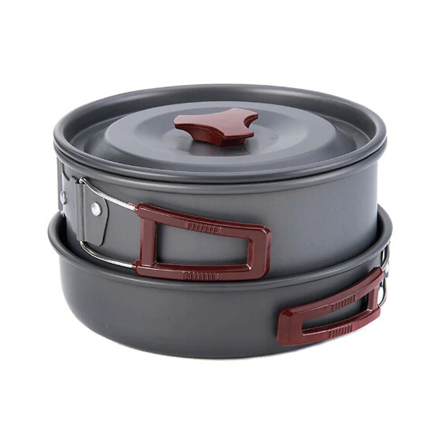 Набір посуду (2 каструлі + кришки +сковорода). Naturehike NH15T203-G 3-4 NH carbon