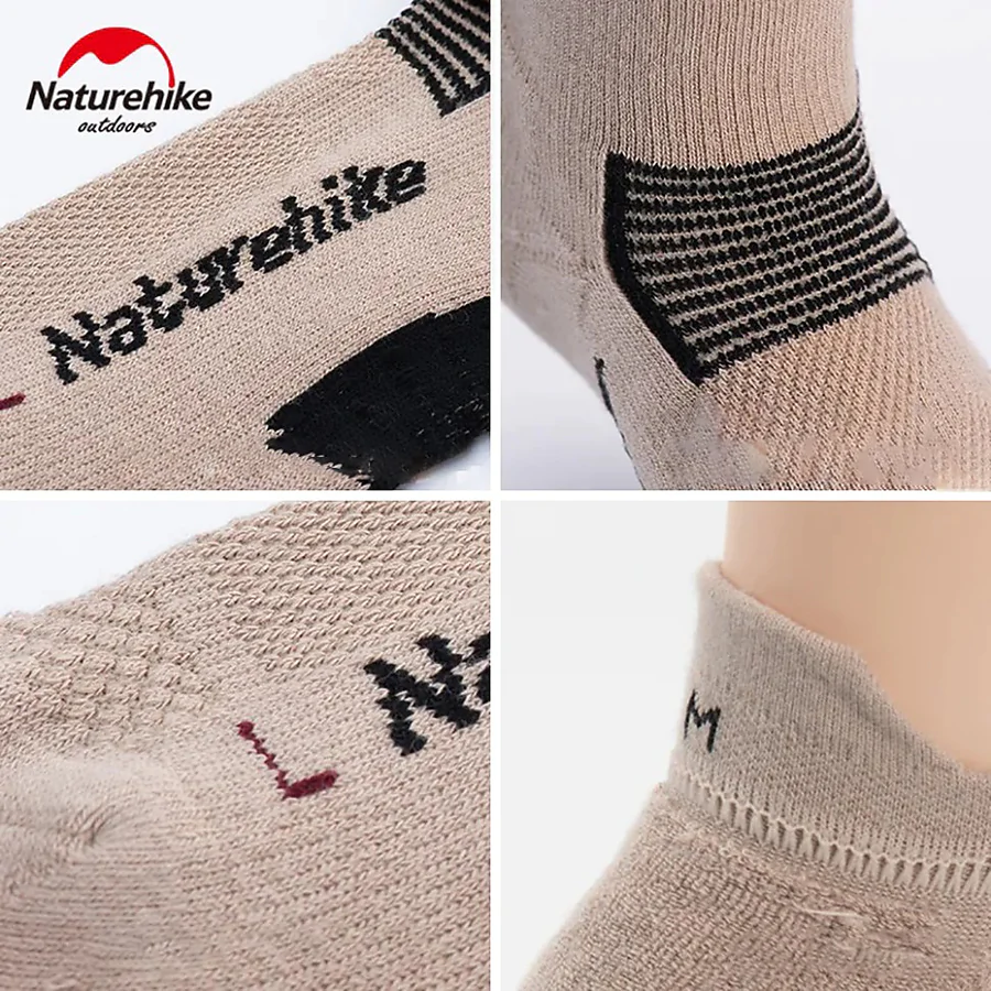Носки низкие Naturehike NH21FS014, 2 пары (бежевые, черные)