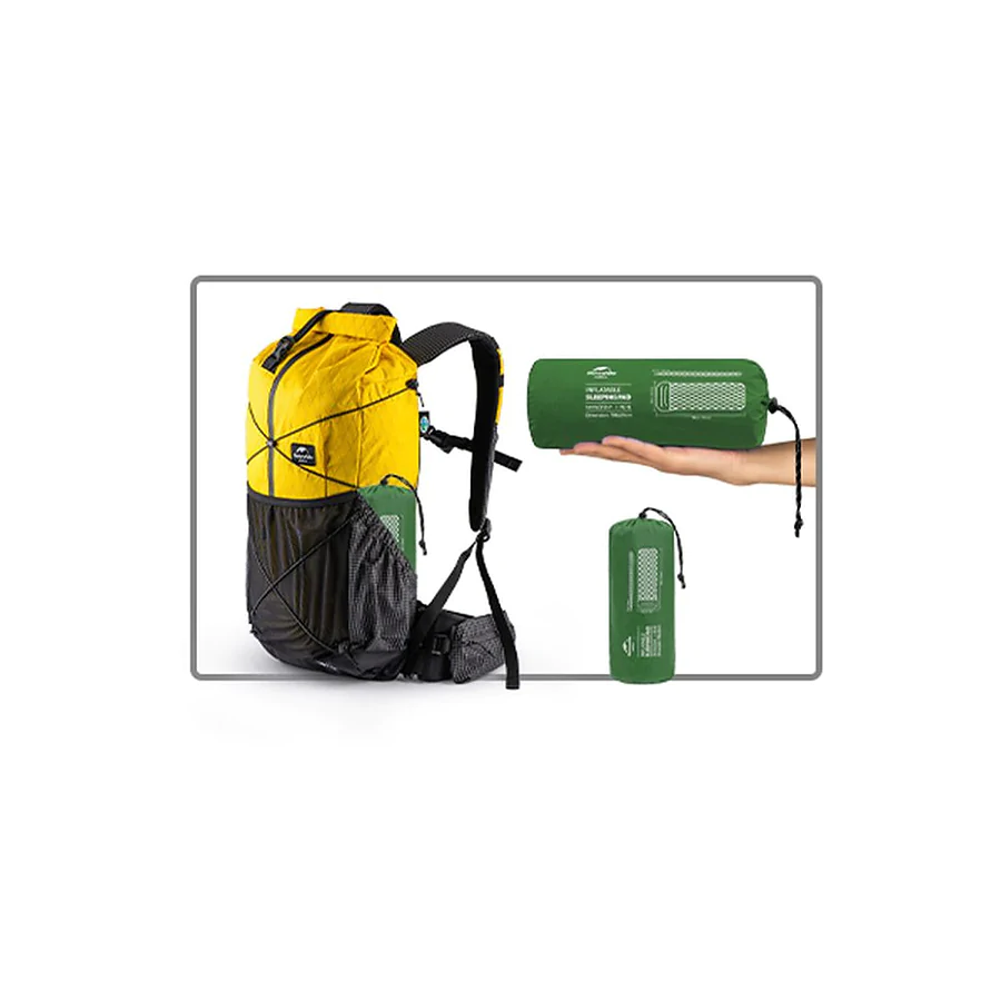 Коврик надувной с подушкой 65 мм Naturehike FC-12 NH19Z003-P. Зеленый