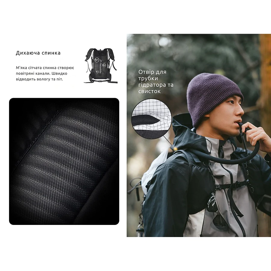Рюкзак туристичний Naturehike CNK2300016, 30+5л, чорний