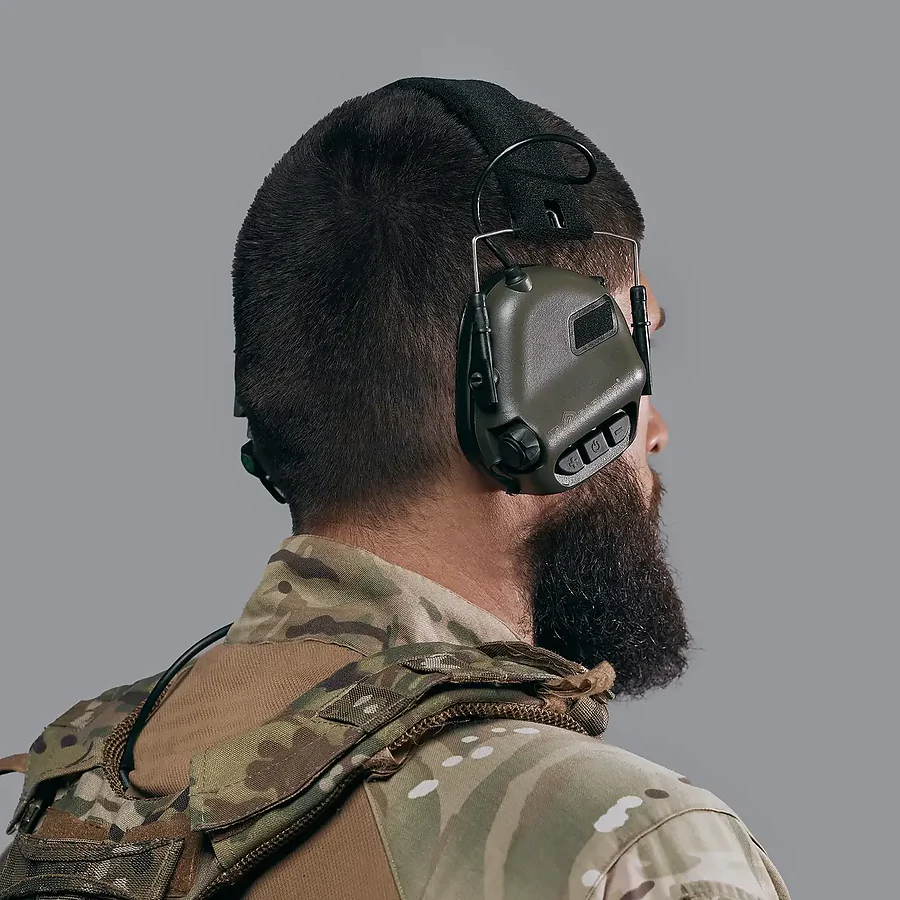 Активні тактичні навушники із мікрофоном Earmor M32 MOD3 Helmet Version. Олива