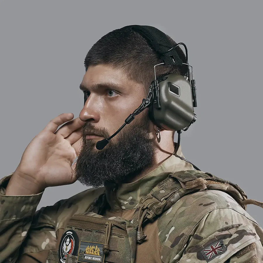 Активні тактичні навушники із мікрофоном Earmor M32 MOD3 Helmet Version. Олива